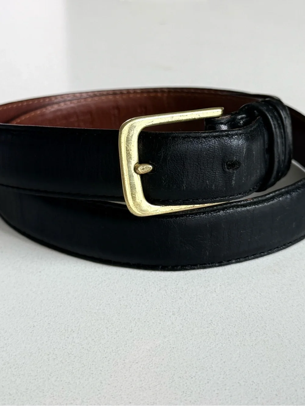 Vintage Coach Black Leather Belt with Brass Buckle Classic Minimalist 32” 5700